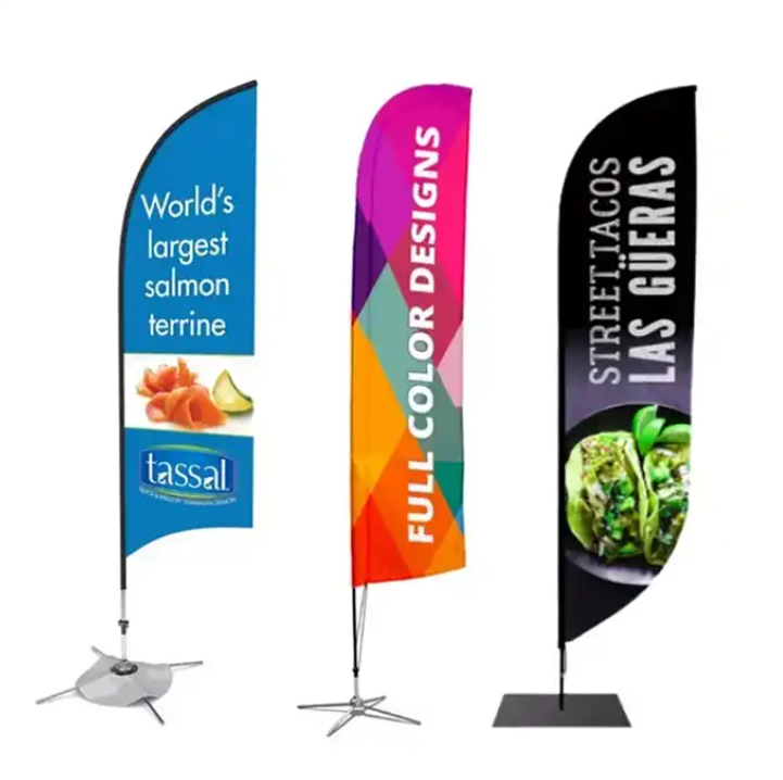 Teardrop flying banner beach flagpole sale now open house car wash swooper custom printed feather flag with spike base